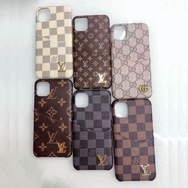 

one piece luxury grid pu leather cover for iphone 11 pro max xs xr x 8 7 plus 6 6s designer fashion sign phone back cover case