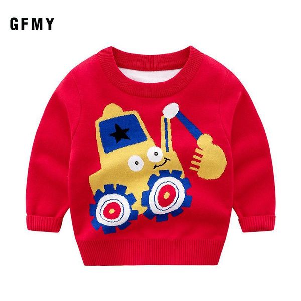 

gfmy 2019 autumn winter 5 styles cute print 24m children's sweaters robot bright colors o-collar 2year baby top, Blue