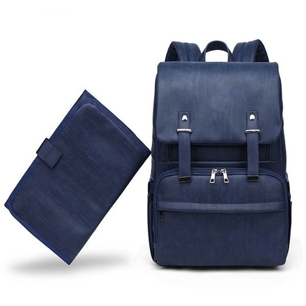 

brown fashion quality pu leather baby diapers bag backpacks maternity changing pad stroller straps baby bags waterproof