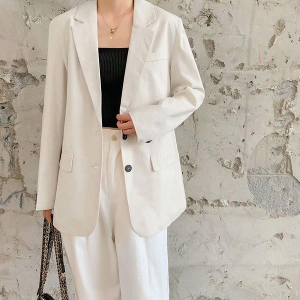 

women's jacket 2019 new fashion casual temperament loose solid color single-breasted small suit single coat, White;black