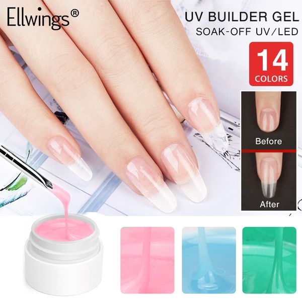 

ellwings 14 colors builder gel uv acrylic polish long-lasting varnish finger gel nail art manicure tool set for nail extensions, Red;pink