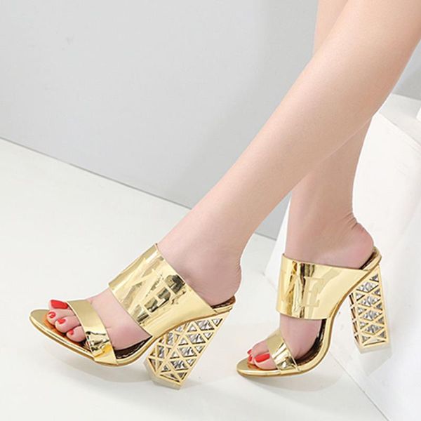 

karin dropship hollow out square high heels women shoes brand design summer sandal mules slippers woman, Black