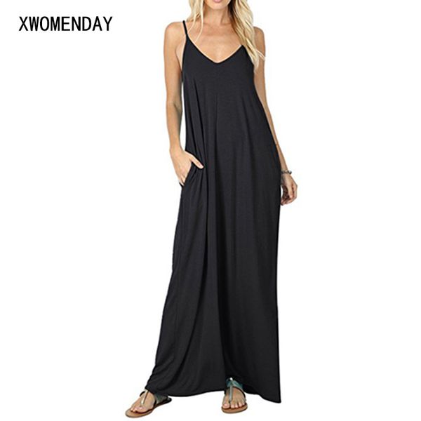 

женское длинное платье halter black summer homewear beach party sundress 2020 повседневный простые винтажные сексуальные твердые свободные к, Black;gray