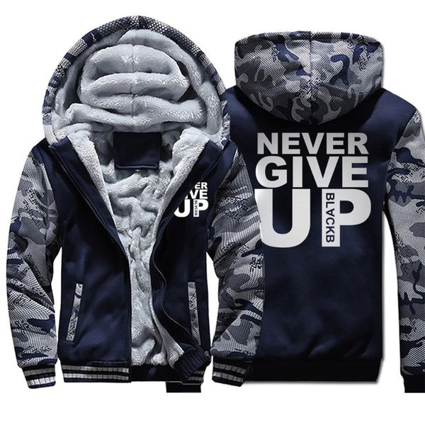 

winter men thick camo warm fleece jacket never walk alone hoodie never give up male thicken hoodies camouflage sportswear coats, Black