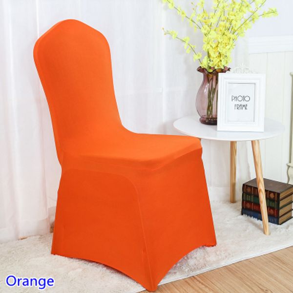 

colour orange spandex chair covers for wedding decoration lycra stretch party chair cover wholesale flat front close banquet