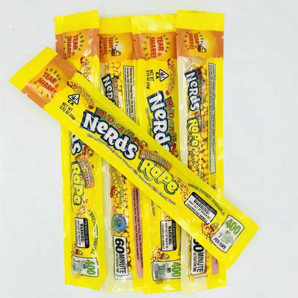 

2020 empty medicated nerds rope packing bags 9 styles option polyester foil food package nerdsrope gummy candy bag smell proof from hj2009 c