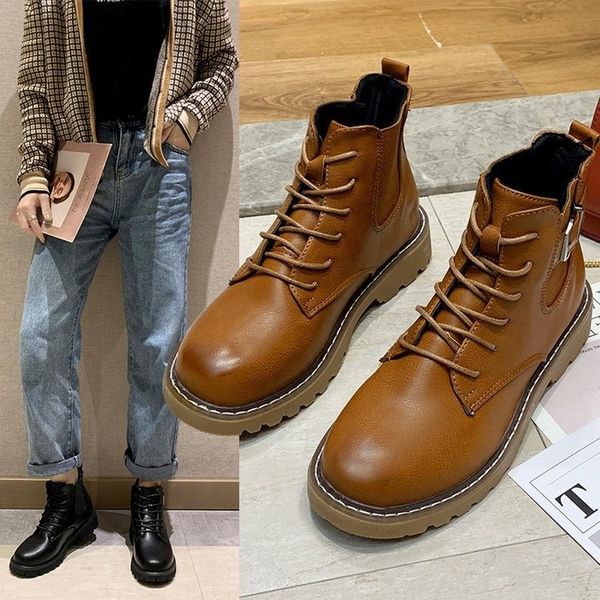 

spring/autumn women boots boots ankle lace-up retro fashion shoes woman zapatos de mujer platform ladies shoes, Black