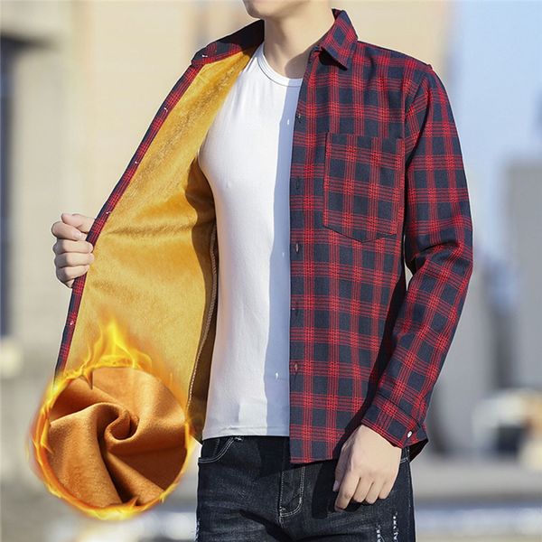 

quality warm autumn winter fashion plaid shirt red checkered shirt men shirts long sleeve chemise homme cotton dress shirts, White;black