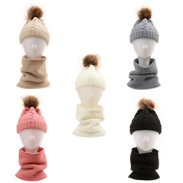 

2pcs baby hat scarf knitted plush winter warm suit 3 years old boys and girls winter child hat scarf neckwarmer, Yellow