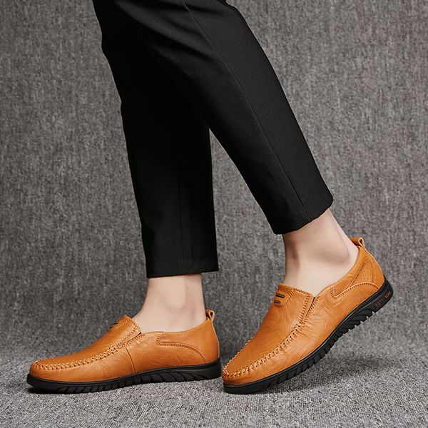 

2019 mens shoes genuine leather design breathable shoes spring autumn business men sapatos masculinos, Black