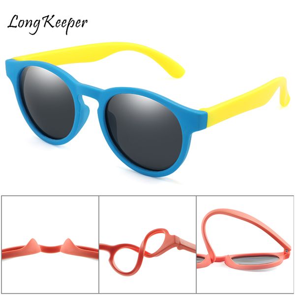 

2020 new kids polarized sunglasses silicone safety boys girls sun glasses retro round gafas de sol gift for children baby uv400, White;black