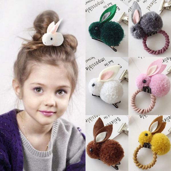

3d rabbit hairbands ponytail holder rope 12 styles kids girls lovely rabbit hair clips women creative cute hair accessories ajy744, Slivery;white