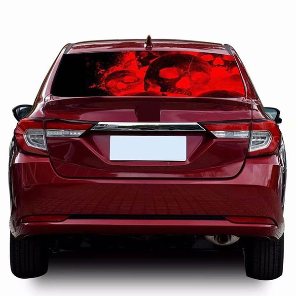 

flame skull rear anti-high beam window glass car sticker suv car pickup personality modified autos decals d-954 rear window pattern applique