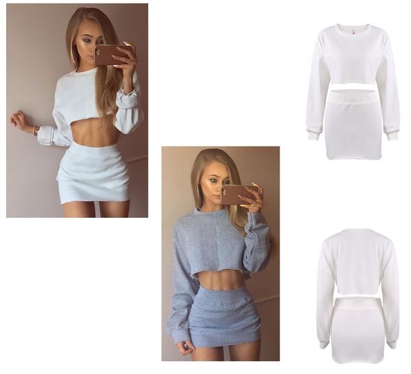 

women casual two pcs outfit womentracksuits crop and mini skirt comfortable and fashion suit, White