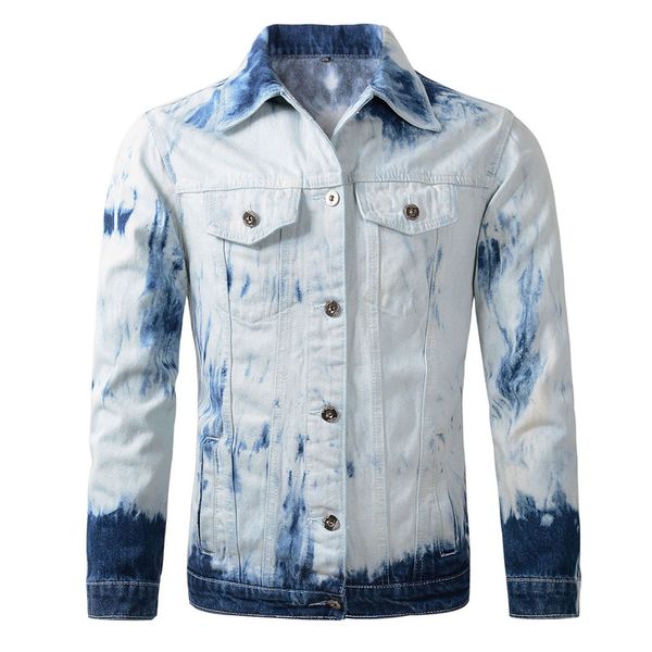

moruancle mens tie dye jean jackets hi street hip hop denim jacket outerwear for man washed blue streetwear xl-xxxxl, Black;brown