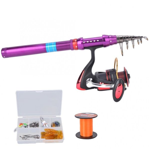 

fishing rod combo tools kit 2.7m spinning fishing gear pole 3500 reel set with orange nylon line lures fishing bag accessories rod reel comb