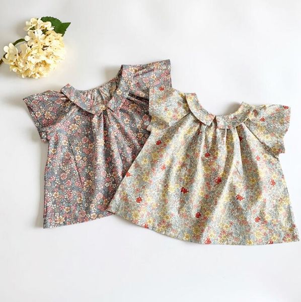 

2020 новые девушки printed рубашка с коротким рукавом лето хлопок мода девушки блуза 2-7t qa640 y200704, White;black