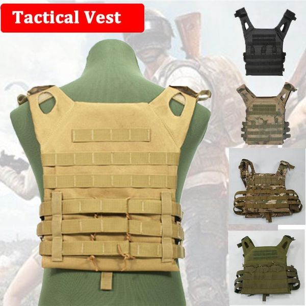 

jpc 600d hunting tactical vest molle plate carrier magazine paintball cs outdoor protective lightweight vest, Camo;black