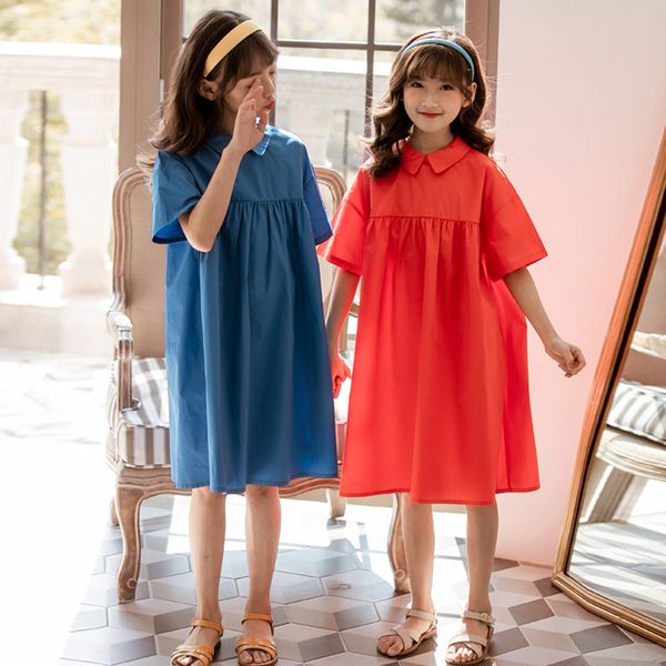 

children girls dresses teenage girls dress kids shirt dresses princess costume big cotton dress casual short 8 10 12, Red;yellow