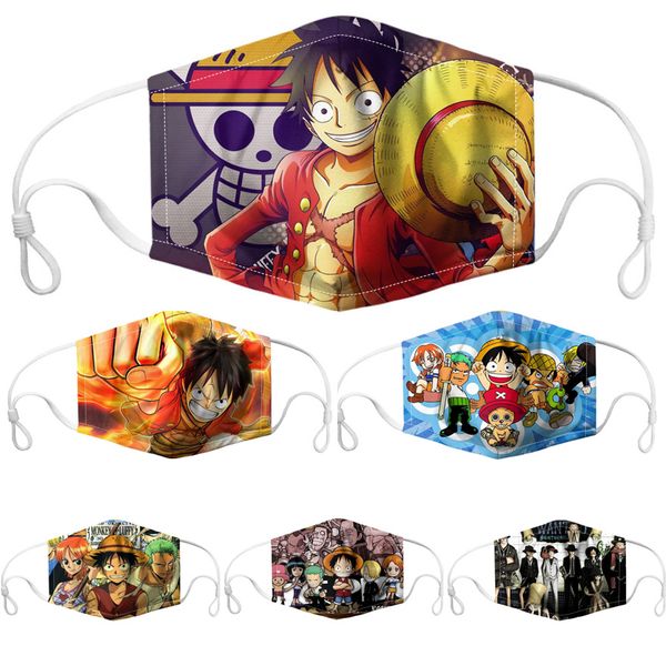 

2020 designer face mask windshield luxury face mask anime one piece luffy filter pluggable filter creative personality