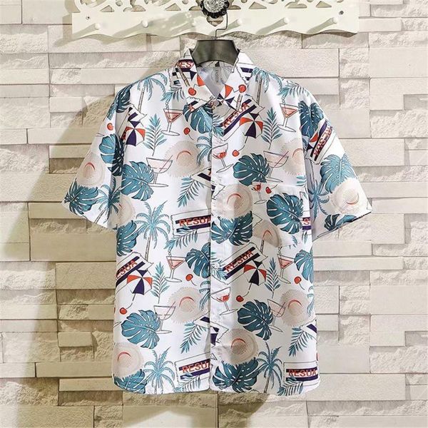

men's fashion beach hawaiian shirts casual holiday 2020 short sleeve tee print shirt vacation casual lapel shirt summer #4.2, White;black