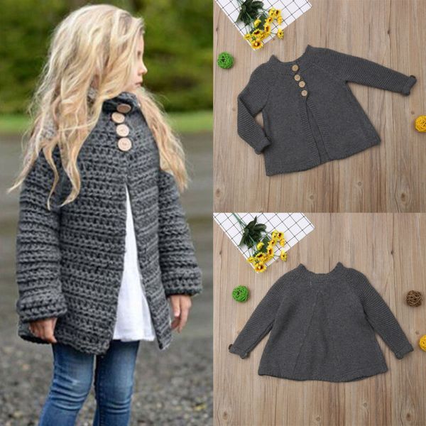 

toddler kids baby boy girl knitted sweater cardigan coat long sleeve outwear, Blue;gray