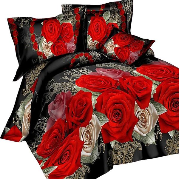 

3/4pcs 3d print leopard tiger rose lion flower soft bedding sets duvet cover bed set pillowcase  size dorp shipping