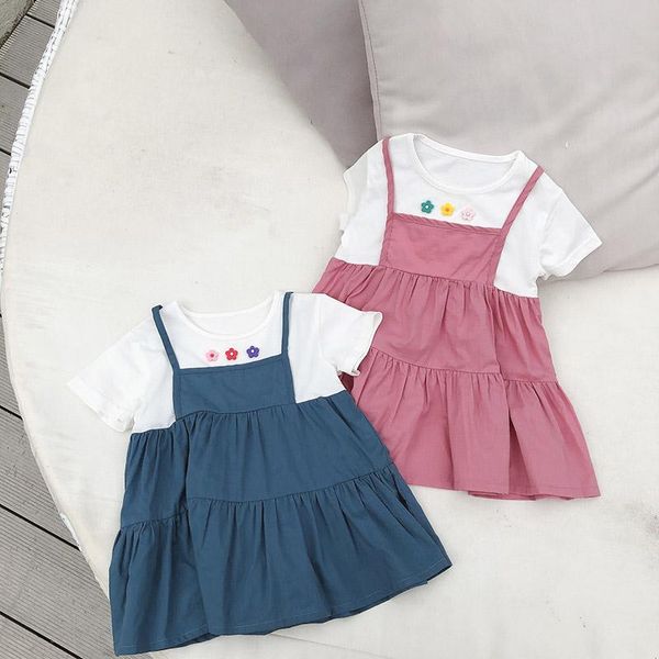 

2020 new stylish baby girls patchwork dress summer fashion kids girls dresses 1-7 years, Red;yellow