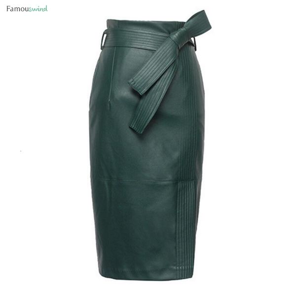 

4xl pu leather skirt women plus size autumn winter skirt high waist faux leather skirts womens belted fashion pencil, Black