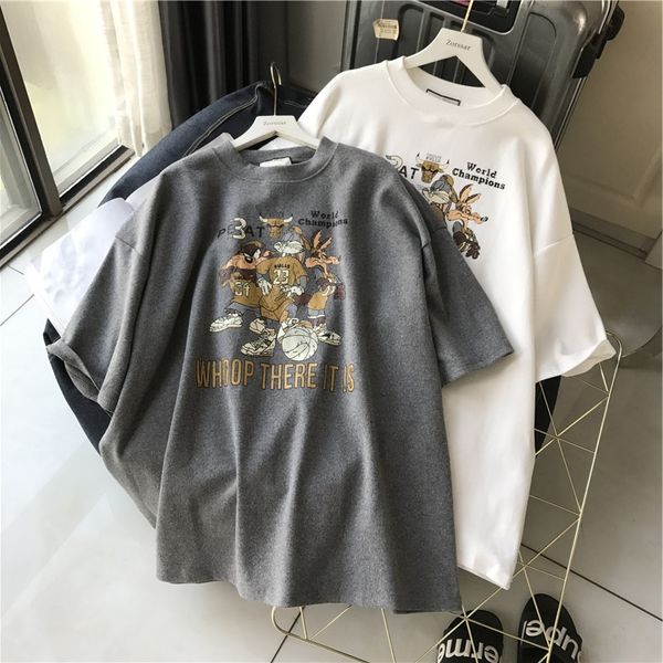 

medium and long short-sleeved t- t- shirt female 2020 base shirt half-sleeved fat sister ins fashion, White