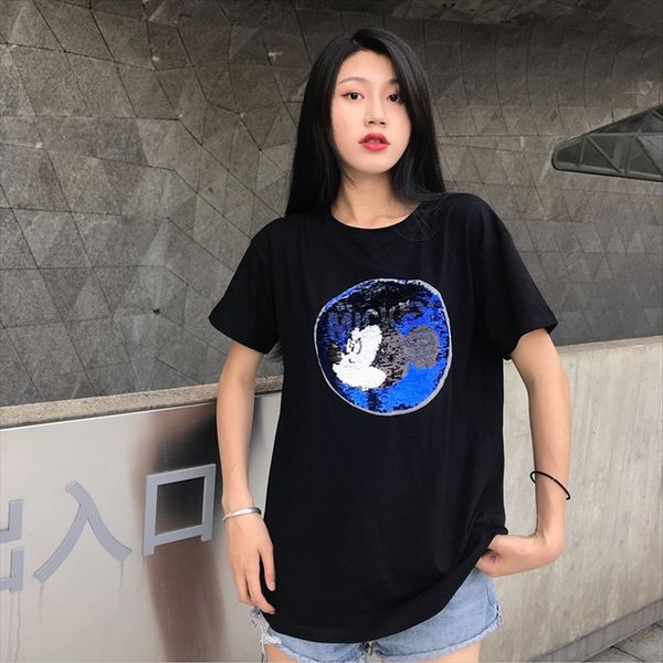 

variable cotton short-sleeved female 2020 clothing casual wear t-shirt casual wear bead pattern urban leisure clothes loose t-shirt, White