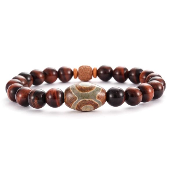 

red tiger eye stone tibetan rudraksha beads stretchy men women yoga chakra bracelets jewelry, Black
