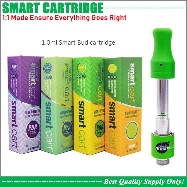 

Новый SmartBud Cart Vape Cartridge 0.8ML 1.0ML Верхняя система воздушного потока Керамическая катушка 510 Нитейный картридж