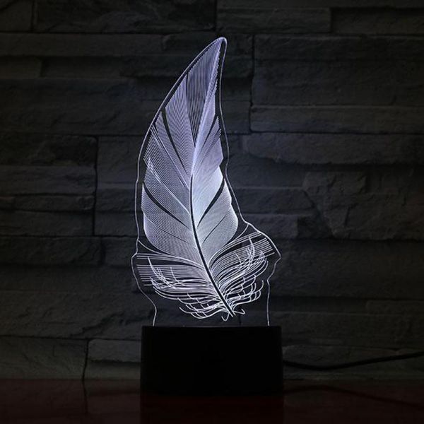

feather 3d lamp touch sensor 7 color changing plumage decorative lamp child kids baby kit nightlight plume led night light decor