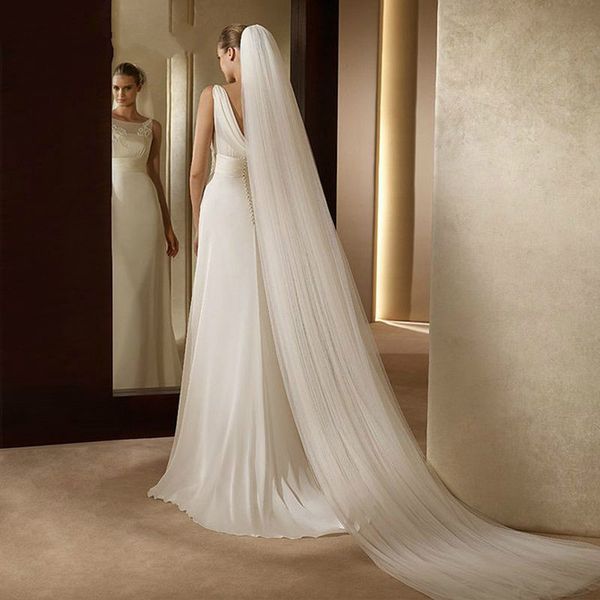 

3m white beige long bridal veils for women one layer / double layer cathedral wedding veils accessories with comb 2020, Black