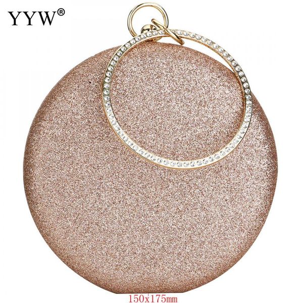 

clutch rose gold gillter handbag wedding evening women clutch round bag round purses and handbags crossbody party shoulder bags mx191216