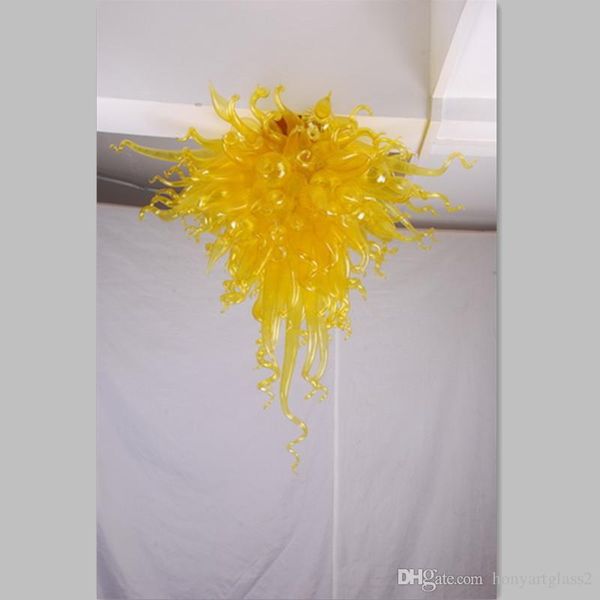 

light yellow crystal chandeliers hand made blown glass chandelier crystal luminaire european chandeliers villa decor light