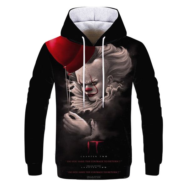 

mens designer clown balloon 3d digital printing sweater with hat, Black