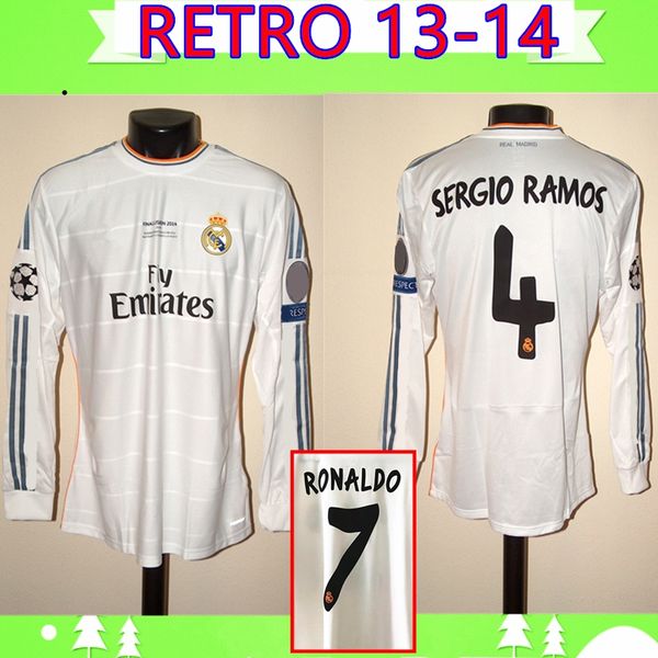 

Long leeve 2013 2014 real madrid occer jer ey 13 14 morata retro football hirt vintage i co maillot ergio ramo ronaldo benzema cami eta, Black;yellow