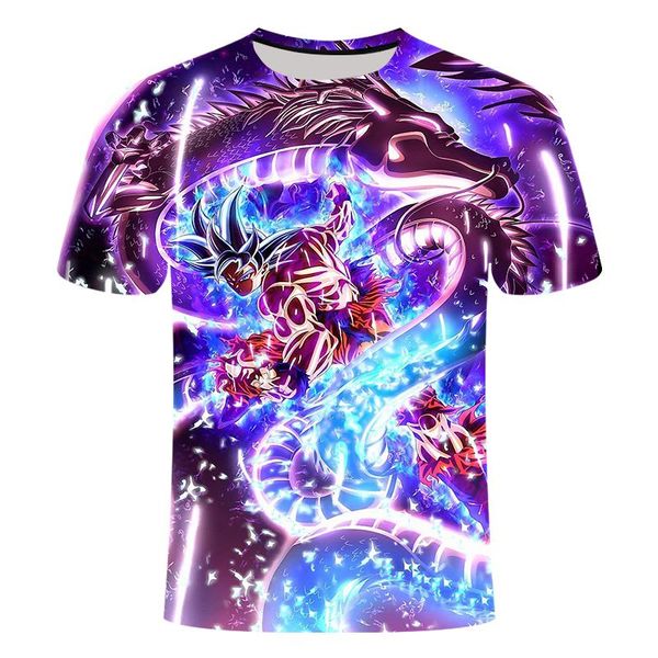 

новый 2019 3d мужской dragon ball z super instinct goku super saya god случайно напечатал мультяшную футболку, White;black