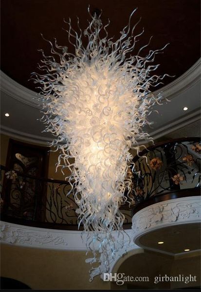 

Foyer Decor Handmade Blown Clear Lamp Chandeliers Modern Art Deco White Murano Glass Chandelier Hanging LED Pendant Lamps for Home