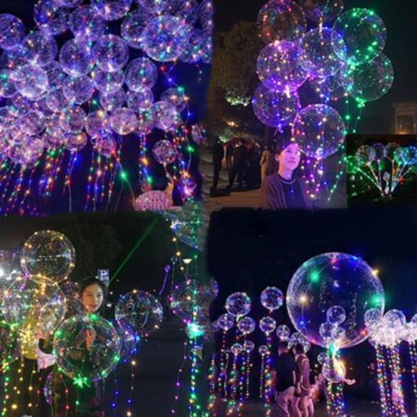 

led бобо мяч с 3m мигалки струнный wave night светящимися светодиодными воздушные шары на рождество хэллоуин свадьба домашний декор круговые