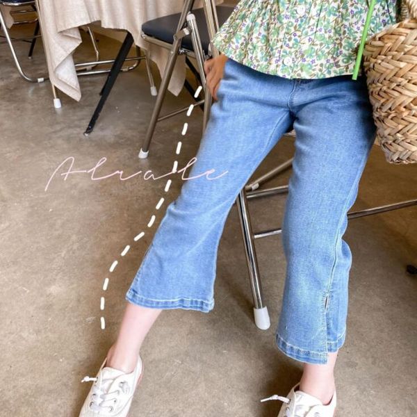 

2020 new girls denim flare pants summer fashion girls jean pants 2-7t qh526, Blue