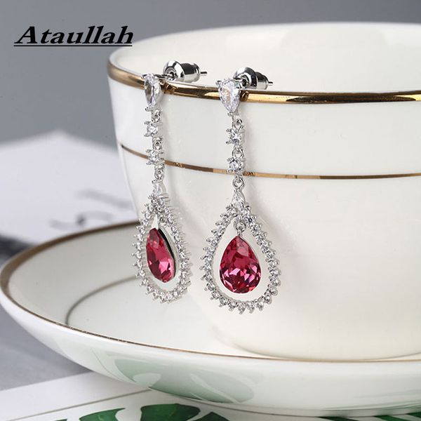 

ataullah dangle hanging waterdrop earrings long drop earrings sterling silver 925 jewelry pendent for elegant women ew056, Golden;silver