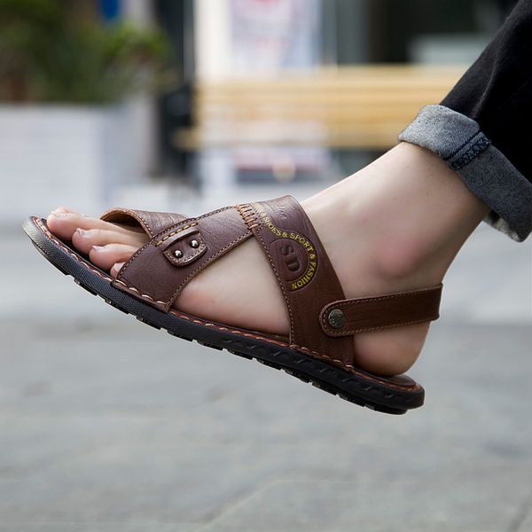 

мужчина для deportivas sandalen sandalle наружных обувь вьетнам сандалии sandalia 2020 sandalias heren cuero sandalet да ете плайя, Black