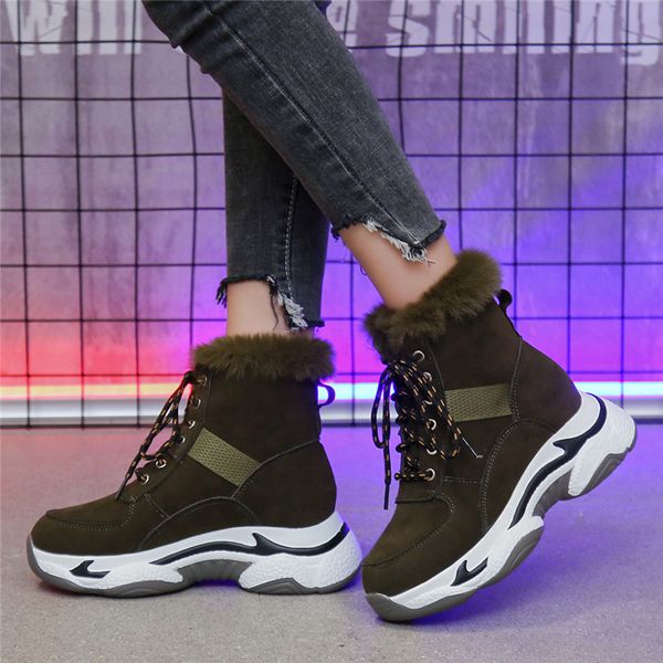 

brand winter women snow boots shoes waterproof suede women warm plush krasovki ankle boots female shoes wedge snow sexy, Black