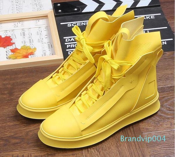 

2019 streets trendy men's designer shoes zipper platform casual flats lace-up shoes male dress wedding prom shoes, Black
