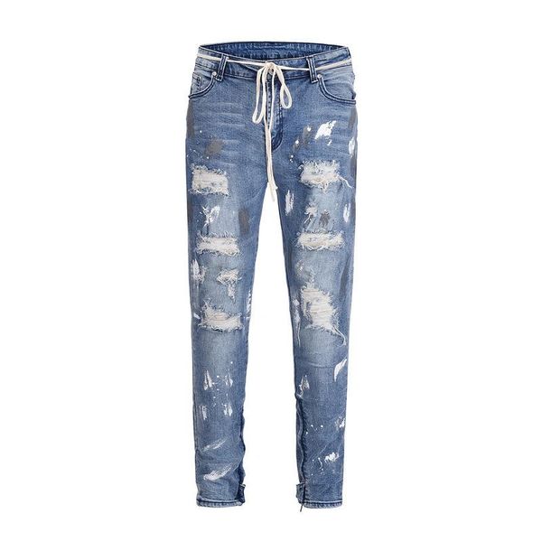 

women washed hole ripped jeans denim blue straight pants splashed pantalones vestidoes spring