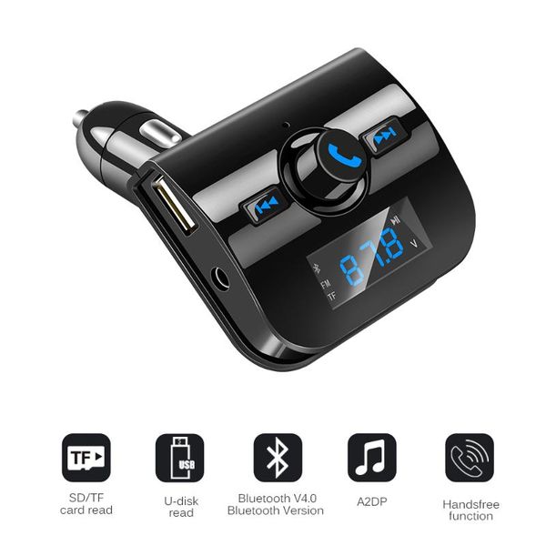 

onever bluetooth car kit music player fm transmitter hands-modulator with 3.1a usb charger tf slot dc 12-24v usb for ip