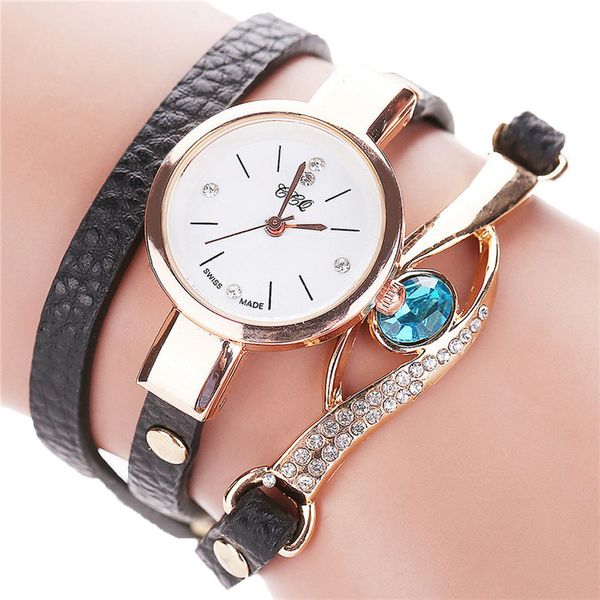 

ccq ladies fashion casual analog quartz ladies rhinestone winding leather watch bracelet watch clock feminino montre femme y30, Slivery;brown